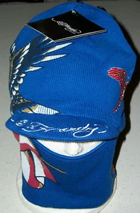 Ed Hardy Snow hat cap Ski Board winter face mask United States USA Xmas blue U.S - Picture 1 of 3
