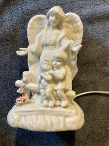 Vintage 1996 Guardian Angel Watching Over Children Night Light Lamp 9” Tall - Picture 1 of 4
