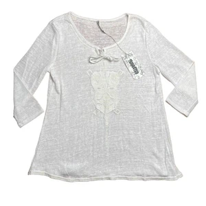 Monoreno Womens Top M Bohemian Beachy Milkmaid Coquette Embroidered Dainty - Picture 1 of 8