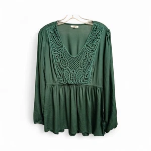 Top campesino boho verde Maurices para mujer con detalle de ganchillo - talla M (30 JC) - Imagen 1 de 9