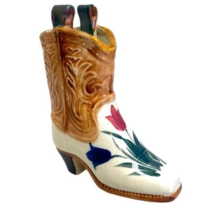 Vintage Cowboy Boot Ceramic Figurine Tulip Flowers Occupied Japan -CUTE! - Imagen 1 de 7