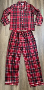The Company Store Womens Sz M Flannel Black/Red/White Plaid Holiday Pajama Set - Picture 1 of 16