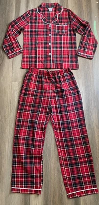 Juego de pijama navideño a cuadros negro/rojo/blanco franela talla M The Company Store para mujer Foto 1 de 4