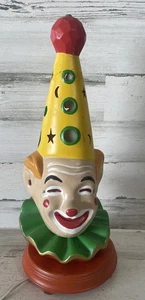 Vintage Clown Lamp Porcelain Bust Porcelain Head With Hat Lamp Atlantic Mold 20” - Picture 1 of 12