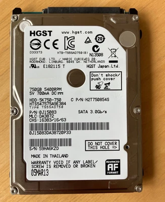 Hitachi 750Go SATA II 2,5" Disque dur interne HDD - Photo 1/3