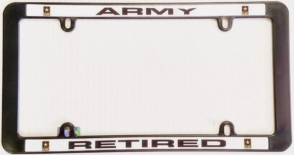 Ejército RETIRADO Negro Plástico Marco Placa Etiqueta Cubierta Estados Unidos Militar Foto 1 de 1