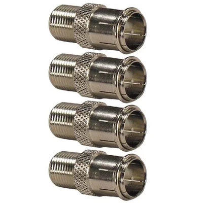 4 Stück F Typ Stecker auf Buchse Quick-Push-On Adapter Koaxialkabel Stecker Nickel - Bild 1 von 2