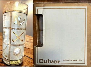 VINTAGE FROSTED CULVER 22K GOLD (4) FAIRWAY 15oz. HOHE KÜHLBRILLE - GOLF ~ NEU! - Bild 1 von 10