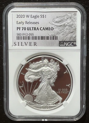 Silver American Eagle NGC PF70 2020-W $1 lanzamientos tempranos: 06657 Foto 1 de 2