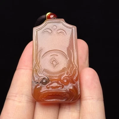 Antigua máscara de bestia tallada en ágata antigua dinastía Tang china colgantes de ágata Foto 1 de 4