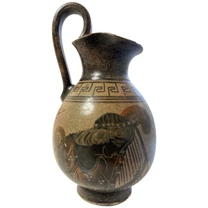 Attic Art Hand Made Greece Pegasus Greek Goddess Aphrodite Harp Pottery Vase VTG - Picture 1 of 8