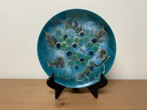 Sascha Brastoff metà secolo smalto su rame 11 1/2" piatto motivo uva - Foto 1 di 2