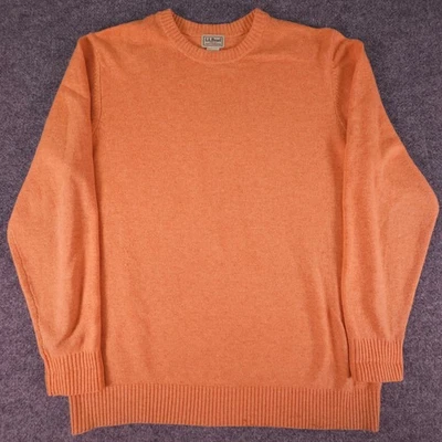 L.L. Bean Mens Lambswool Sweater Size Large Tall L-Tall Orange Creamsicle - Image 1 of 4