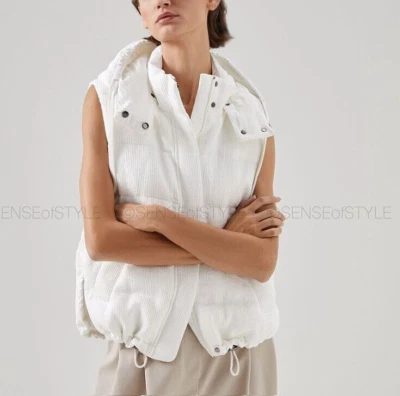 Brunello Cucinelli Vest Jacket Puffer Down Hooded White women  XL  50 - Image 1 of 4