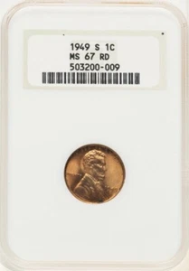1949-S 1C MS67 rot NGC Lincoln Weizencent - Bild 1 von 2