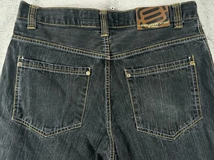 EVOLUTION IN DESIGN Mens 36 Denim Shorts Black Stonewash Streetwear Hip Hop 14" - Picture 1 of 14