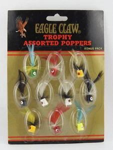 Vintage Eagle Claw Trophy Popper Fishing Lure Original Card Package 10pc Colorfu - Picture 1 of 4