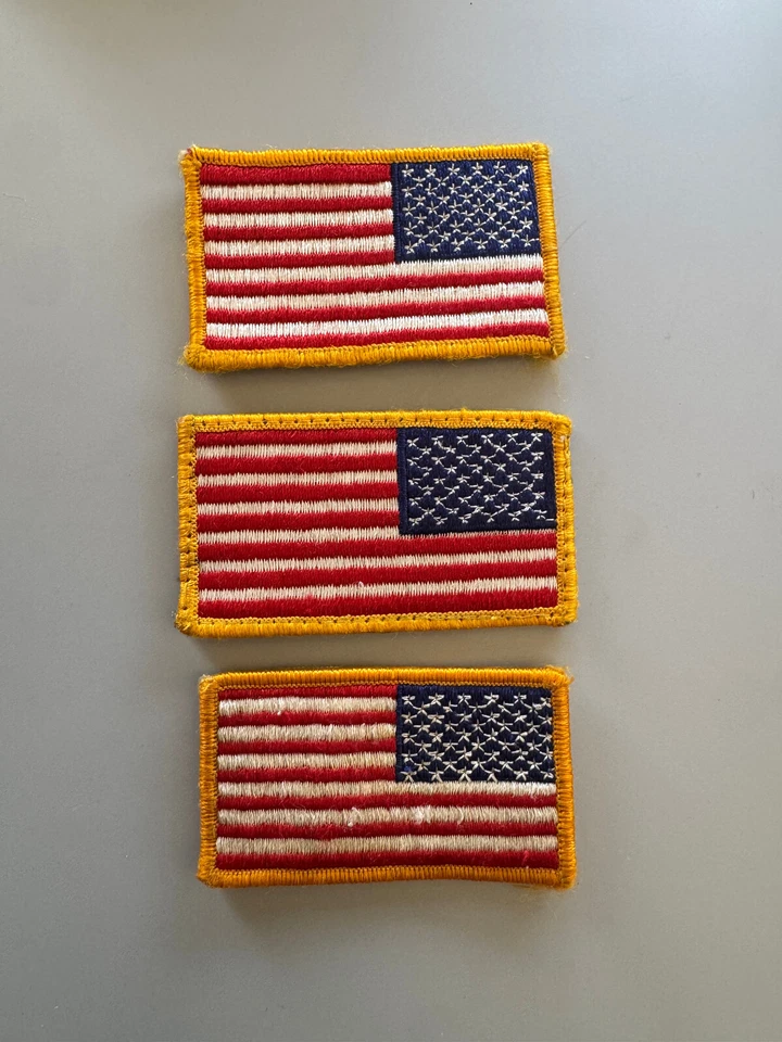 AMERICAN FLAG PATCH embroidered REVERSE USA UNIFORM LEFT FACING 2x3 set of 3 - Image 1 of 1