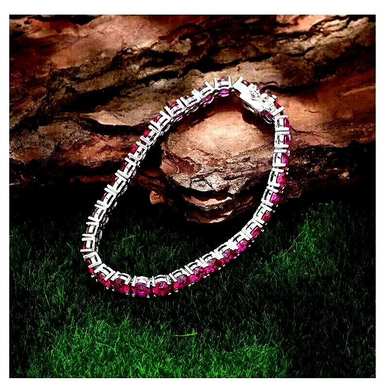 Round Cut Lab Created Ruby Tennis Bracelet 8.00Ct 14k White Gold Over - Image 1 of 1