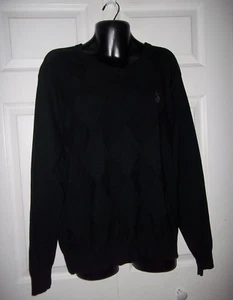 POLO ASSN. UU. Para hombre XL Negro Mangas Largas Suéter Cuello en V Nuevo - Imagen 1 de 9