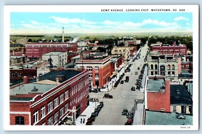 Watertown South Dakota Postcard Kemp Avenue Looking East c1940 Vintage Antique - Image 1 of 2