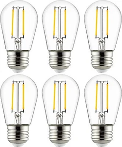 LED S14 Filament Style String Light 2W, 5W, 200LM, (E26) Clear Glass, 2200K - Picture 1 of 1