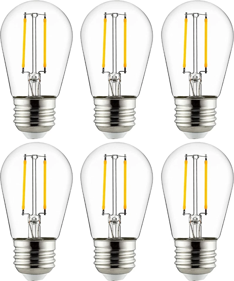 LED S14 Filament Style String Light 2W, 5W, 200LM, (E26) Clear Glass, 2200K - Image 1 of 1
