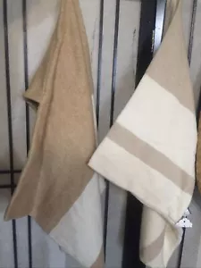 LANDS DOWNUNDER Set Of 2 CARAMEL SYDNEY HERRINGBONE STRIPE Pillow Covers Italy - Picture 1 of 11