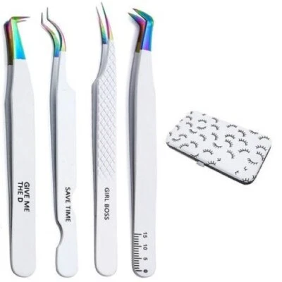 Pinzas para cejas profesionales inclinadas de acero inoxidable - Depilación de precisión Foto 1 de 4