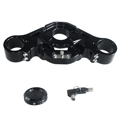 Black Top Triple Tree & Lock for Harley Road Glide 114 107 with 8.0" 10.0" Riser - Image 1 of 4