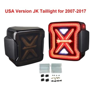 For Jeep Wrangler JK JKU 2007-2017 Smoked Led Tail Lights Rear Stop Lamps - Picture 1 of 16
