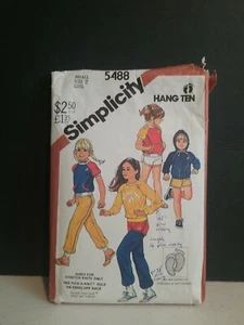 80s Simplicity Pattern 5488 Small Sz 7 Girl Pants Shorts Sweatshirt Top Jacket - Picture 1 of 4