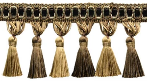 Brown Ivory Cream 3.75" Tassel Fringe Trim Espresso Latte [6 Yards] - Picture 1 of 1