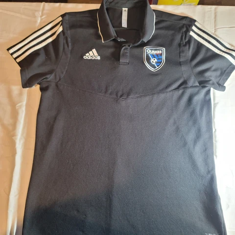 Men’s ADIDAS MLS SAN JOSE QUAKES Black Golf Polo Shirt Size Large Cover
