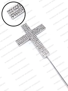 Diamant Kreuz Taufe Heilige Kommunion Kuchen Topper Pick Silber - Bild 1 von 1