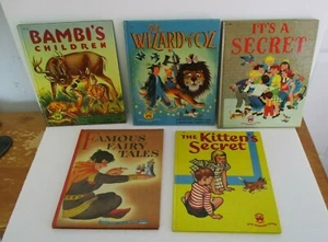 Lot of 5 Vintage WONDER BOOKS Bambi, Oz, Fairy Tales etc. 1946-1951 - Picture 1 of 3