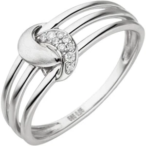 JOBO Damen Ring 585 Gold Weißgold 9 Diamanten Brillanten Weißgoldring RW: 50 - Bild 1 von 1