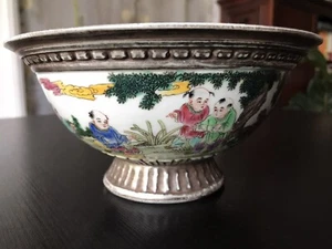 antique chinese famille rose porcelain bowl - Bild 1 von 8