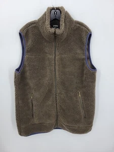 Stoic Deep Pile Fleece Vest Mens XL Brown Full Zip Mock Neck Pockets Outerwear - Picture 1 of 7