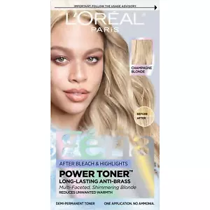 L'Oreal Paris Feria Long-Lasting Anti Brass Power Hair Toner, Champagne Blonde, - Picture 1 of 5