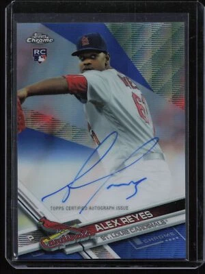 2017 TOPPS CHROME ROOKIE AUTOGRAPHS BLUE WAVE REFRACTOR ALEX REYES AUTO 46/75 - Image 1 of 2