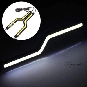 2Pcs White Z Shape COB LED Car DRL Driving Daytime Running Lamp Fog Light Strip - Picture 1 of 4