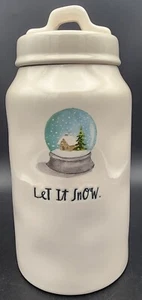 Rae Dunn Weihnachten Urlaub Keramik Kanister Schneekugel Let It Snow Küche Snack - Bild 1 von 11