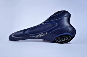 saddle Selle Italia Genuine Gel alloy rails black/blue mtb road retro rare - Imagen 1 de 8