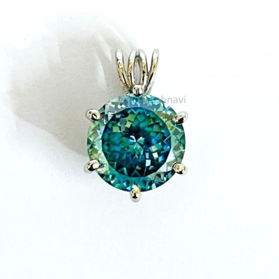 Colgante de diamantes tratados azules de 9 quilates de corte portugués ¡Certificado VVS1! Regalo Cumpleaños Foto 1 de 4