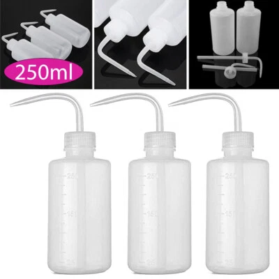 3x250ml Waschflasche gebogener Mund Diffusor Seife Tattoo Squirt Squeeze Non-Spray