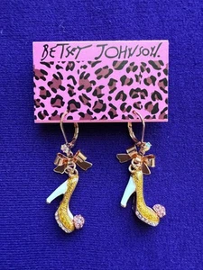 New BetSey Johnson Glittery Heel Drop Earrings - Picture 1 of 5