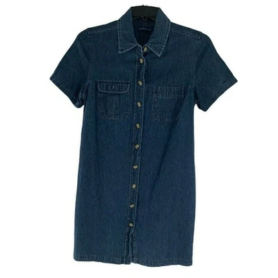 Платье Karen Scott женское размер средний короткий рукав на пуговицах клапан карманы джинсовая ткань - Изображение 1 из 4