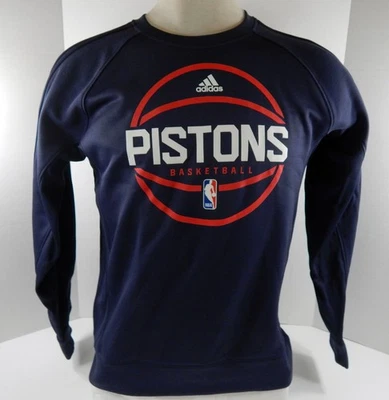 2016-17 Mens Detroit Pistons  Navy Pre Game Crewneck Sweatshirt Adidas NWT M 19S - Image 1 of 4