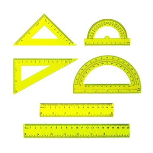Math Tool Set Bold Black Markings Clear Plastic Dual-Sided Protractors - Picture 1 of 32